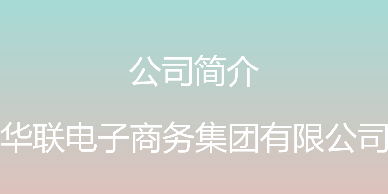 公司简介 - 华联电子商务集团有限公司