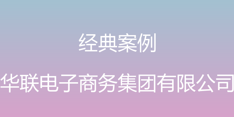 经典案例 - 华联电子商务集团有限公司