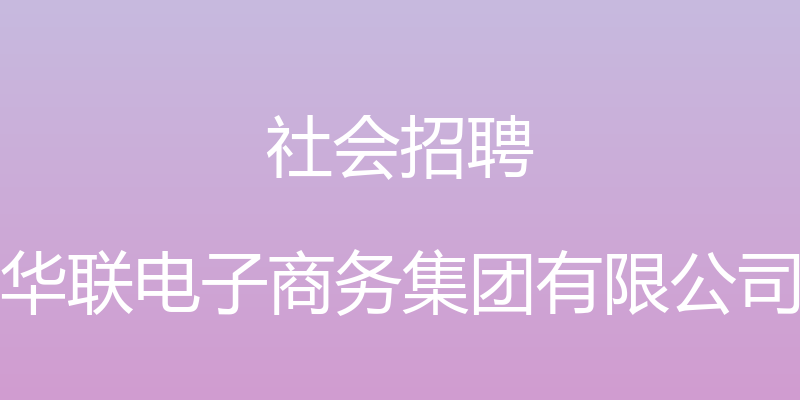 社会招聘 - 华联电子商务集团有限公司