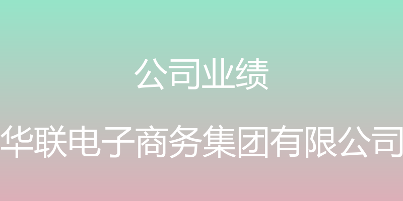 公司业绩 - 华联电子商务集团有限公司