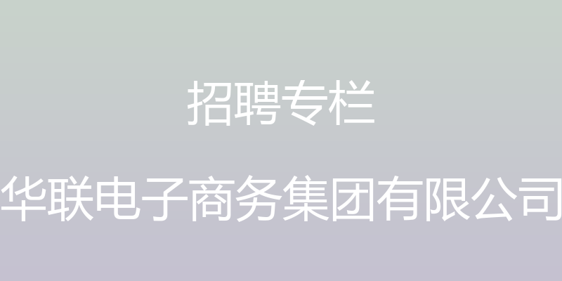 招聘专栏 - 华联电子商务集团有限公司